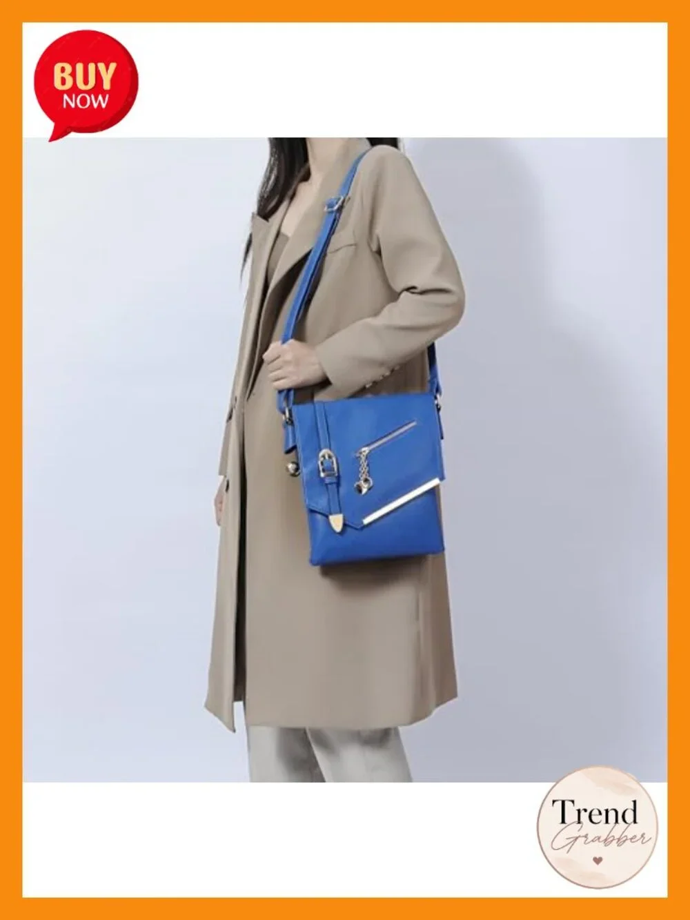 Vegan Leather Crossbody Bag with Adjustable Strap, Envelope Sling Purse